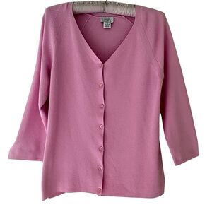 ATL Pink V-Neck Knit Cardigan - Size Small